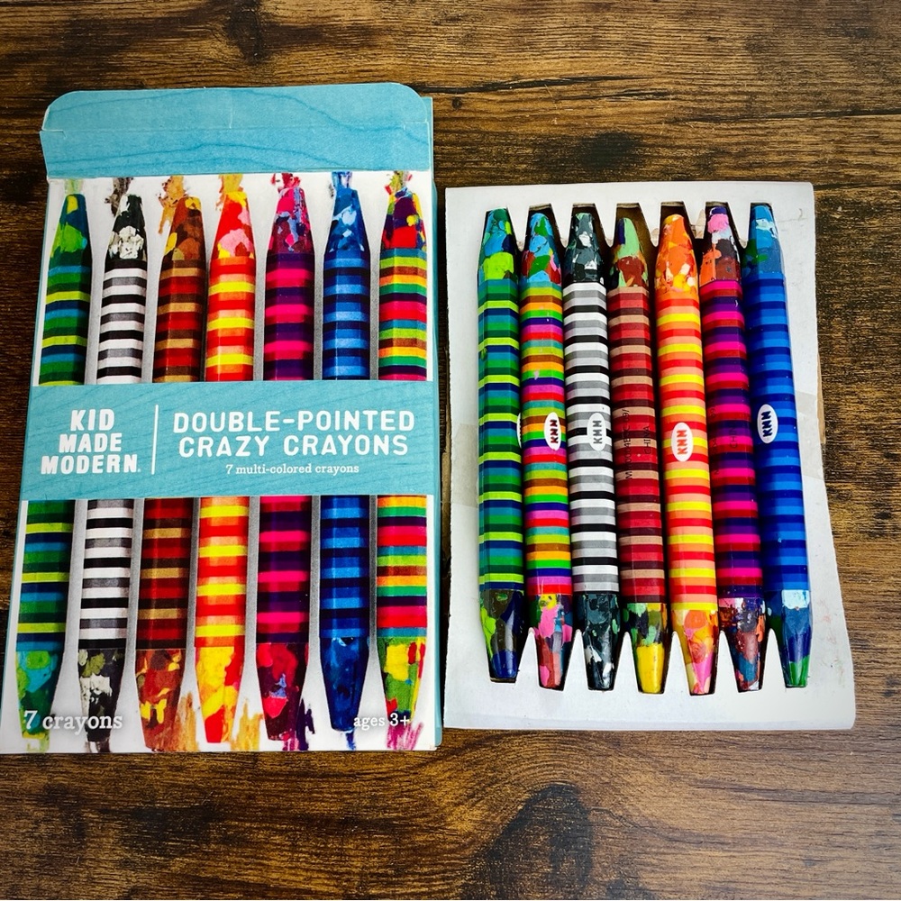 Kid Made Modern Multi-Colored Double-Pointed Crazy Crayons Set of Seven